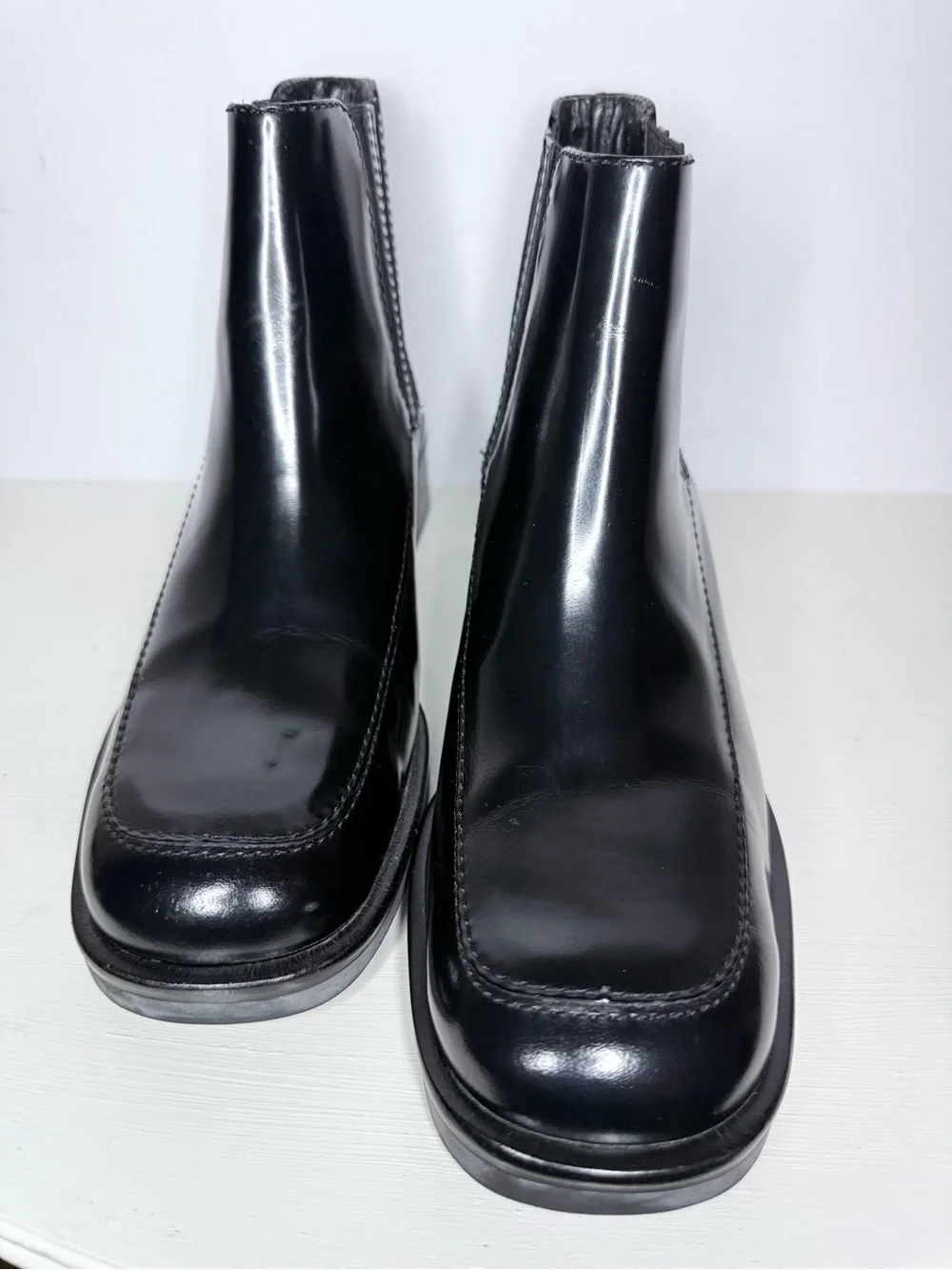 Cole Haan Unique Black Leather Square Toe Chelsea Ankle  Boots Size 8.5